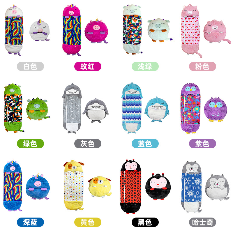 The new cross-border owl children's sleeping bag for big kids features a cartoon anti-kick design for autumn and winter, providing warmth and warmth with thickened features Specification image