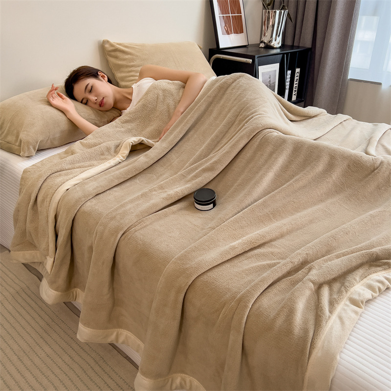 Wholesale of double-sided milk fleece thickened blanket, 100x150x200cm solid color style office nap blanket Specification image