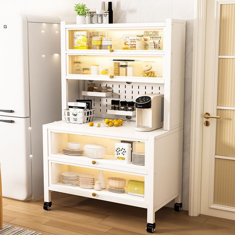 Kitchen storage rack, sideboard storage cabinet, perforated board with door, dust-proof, multi-functional oven, microwave, dish storage cabinet details Picture