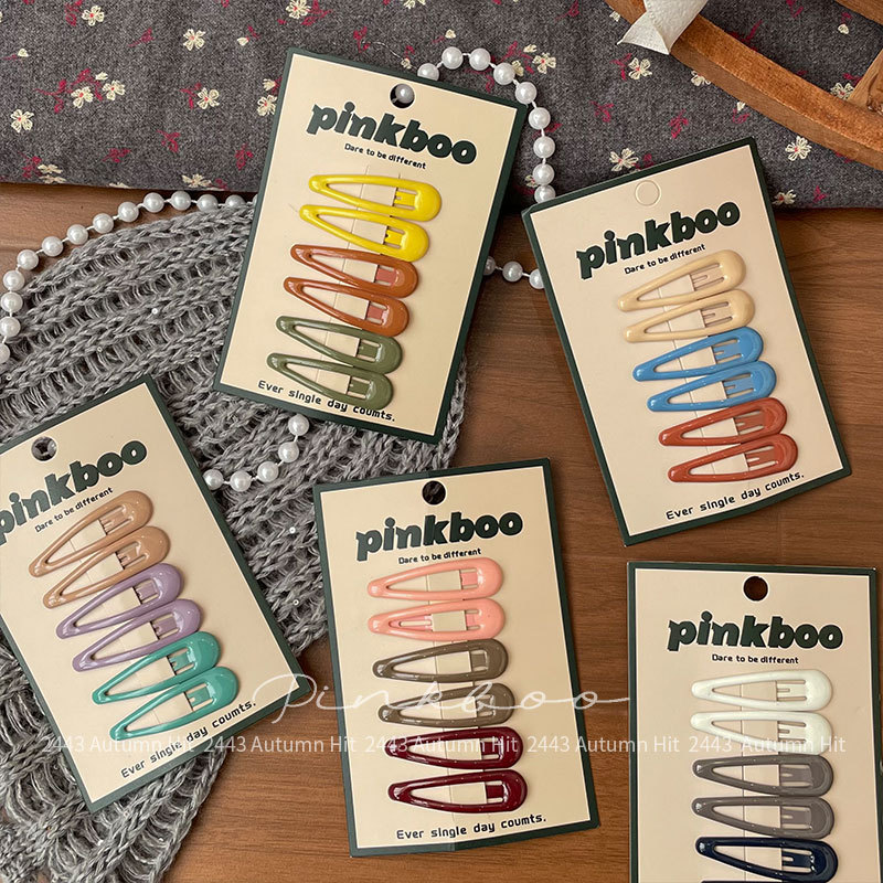 New Korean-style colorful teardrop hair clips, handcrafted children's side bangs clips, color-blocking girl bye-bye hair accessories