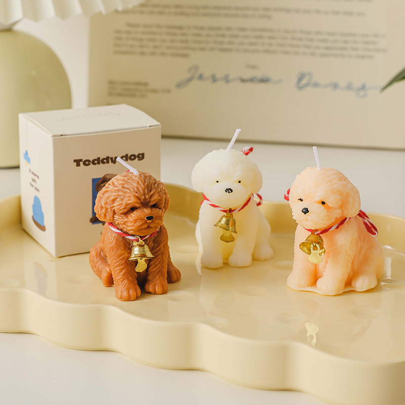 可爱泰迪狗造型香薰蜡烛创意手工家居摆件香氛伴手礼品批发