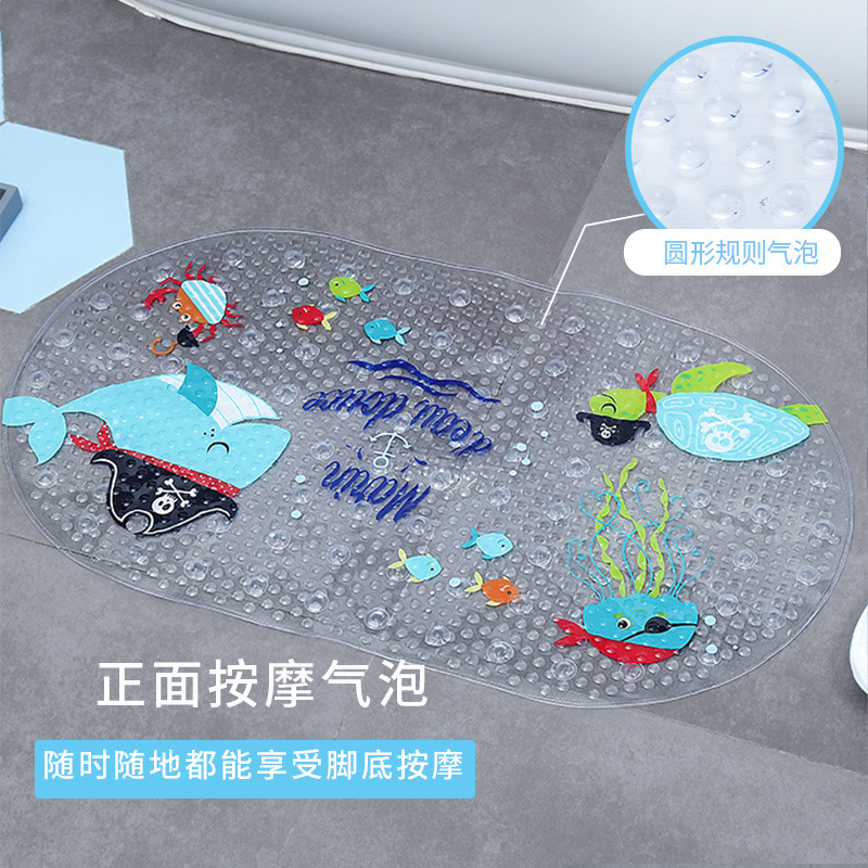 厂家覆膜儿童卡通PVC浴室防滑地垫脚垫吸盘防水淋浴房浴垫