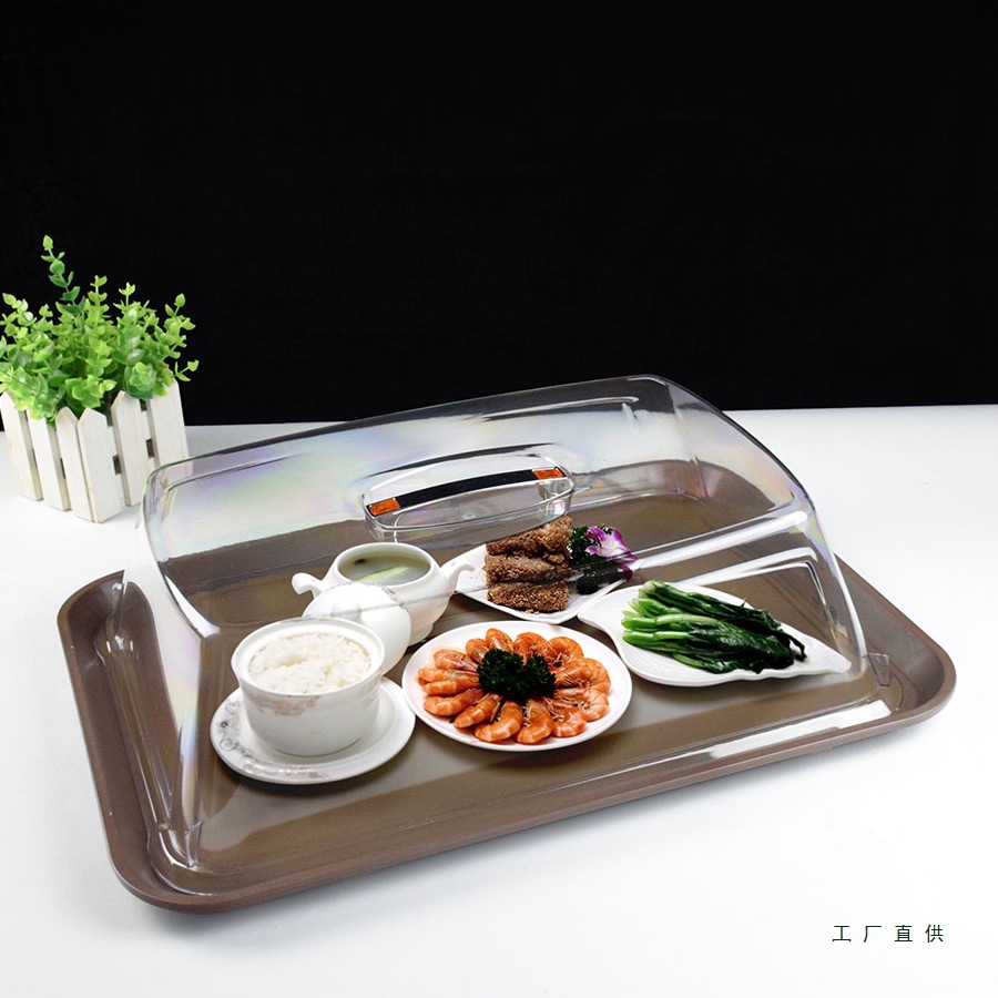 上菜传菜托盘带盖透明保温食品盖防尘罩餐厅月子会所塑料防滑餐盘产品图