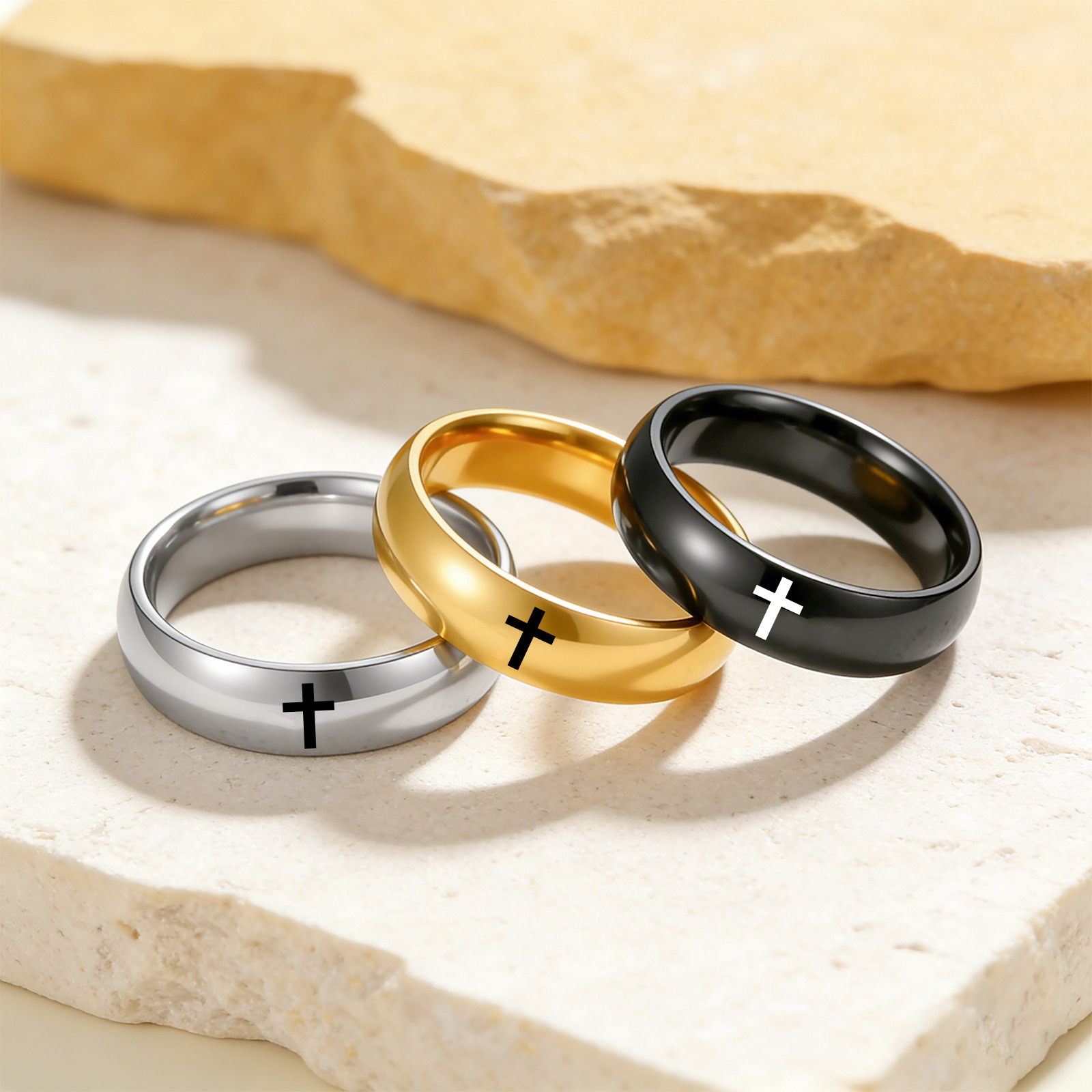 New cross-border stainless steel smooth cross ring, 4mm, 6mm, 8mm, vacuum electroplated in the furnace, does not fade