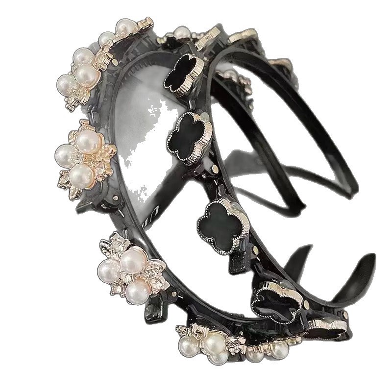 Black pearl flower hairband for women's Christmas Korean style, summer versatile children's birthday hairband, ladies' hairband Item Picture