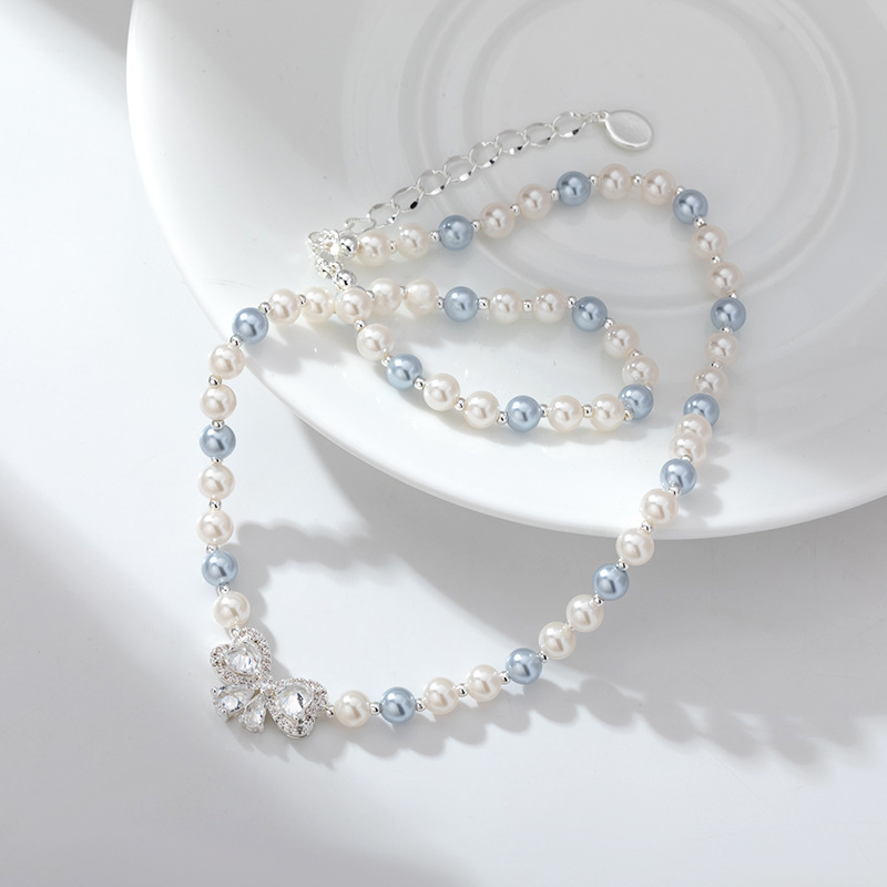 柏伶饰品新款串珠项链女式轻奢高级感珍珠锁骨链小众精致气质配饰