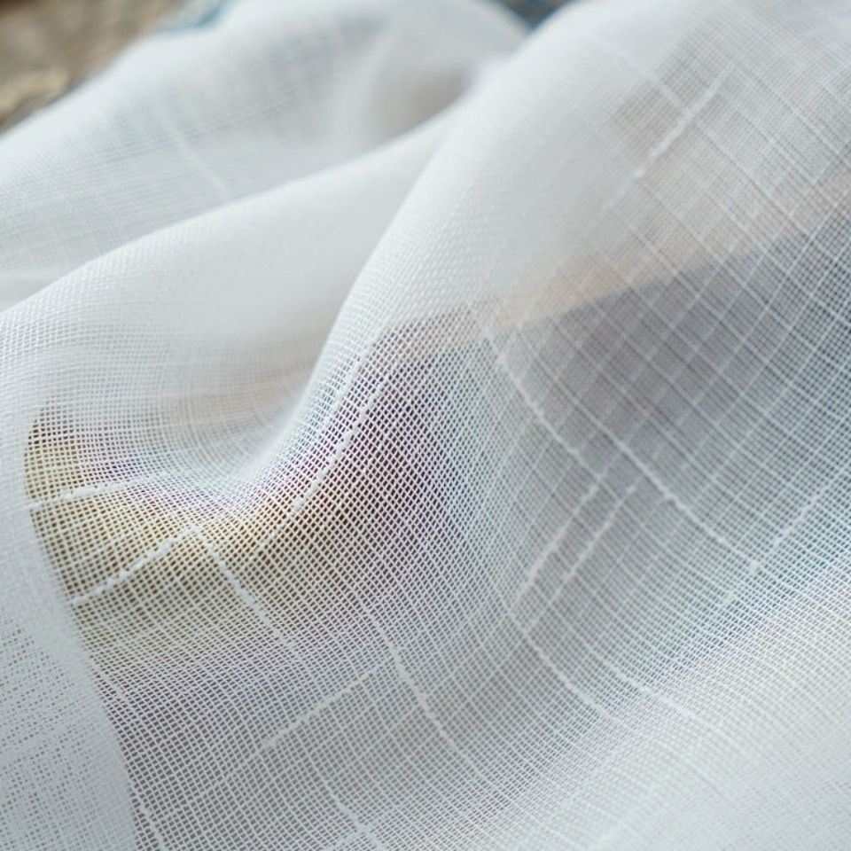 窗帘纱帘白纱窗纱十字麻纱成品特价清仓白色飘窗阳台纱薄款透人的白底实物图