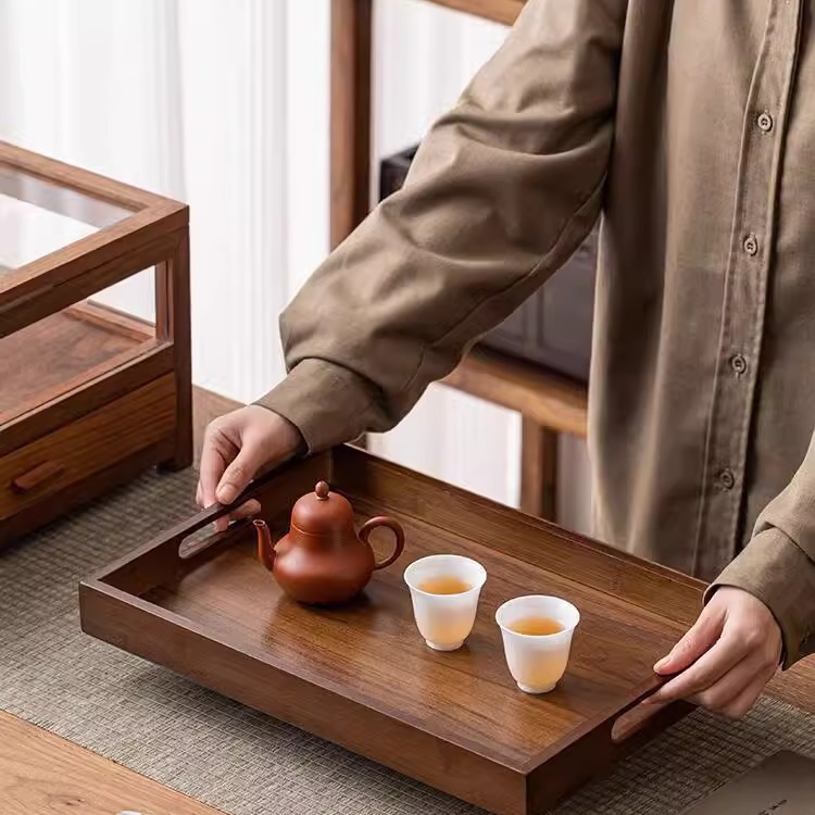 Bamboo and wood plates, walnut wood tea plates, dried fruit plates, dinner plates, Japanese-style barbecue plates, rectangular plates, trays, tea snacks and tea sets Item Picture