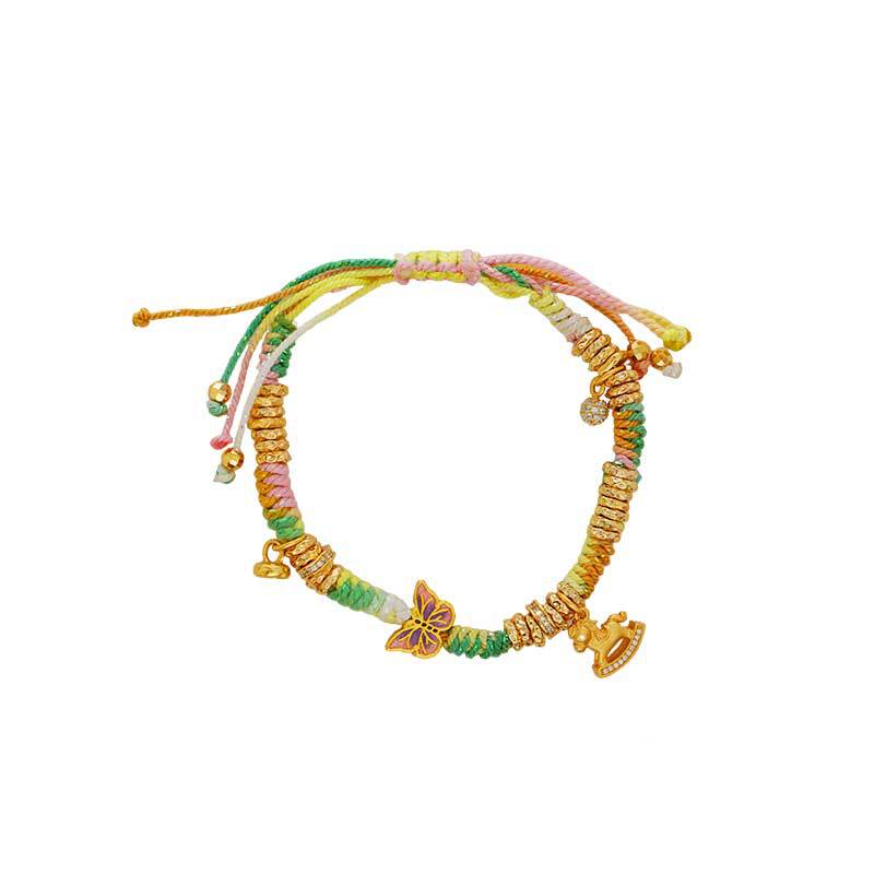 Hyacinth hand-woven colorful bracelet, a hit on Xiaohongshu and Douyin, auspicious and lucky little horse butterfly pendant jewelry, a new trend Item Picture