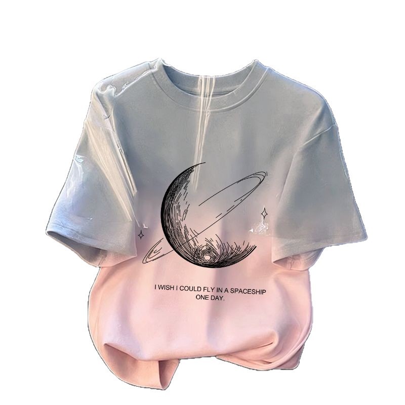 New summer boys' pure cotton short-sleeved T-shirt, tie-dyed stylish boys' gradient top, children's half-sleeved T-shirt Item Picture