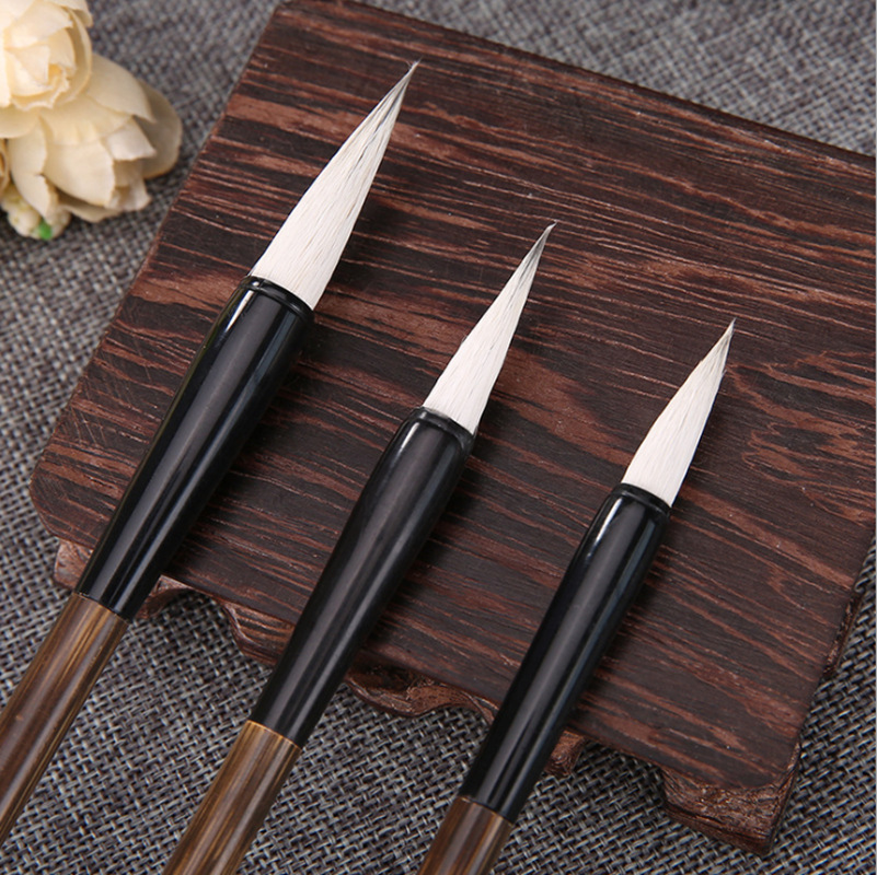 Factory direct sales of new beginner's regular script Chinese painting coloring pens, large, medium and small sheep hair white cloud student brushes wholesale details Picture
