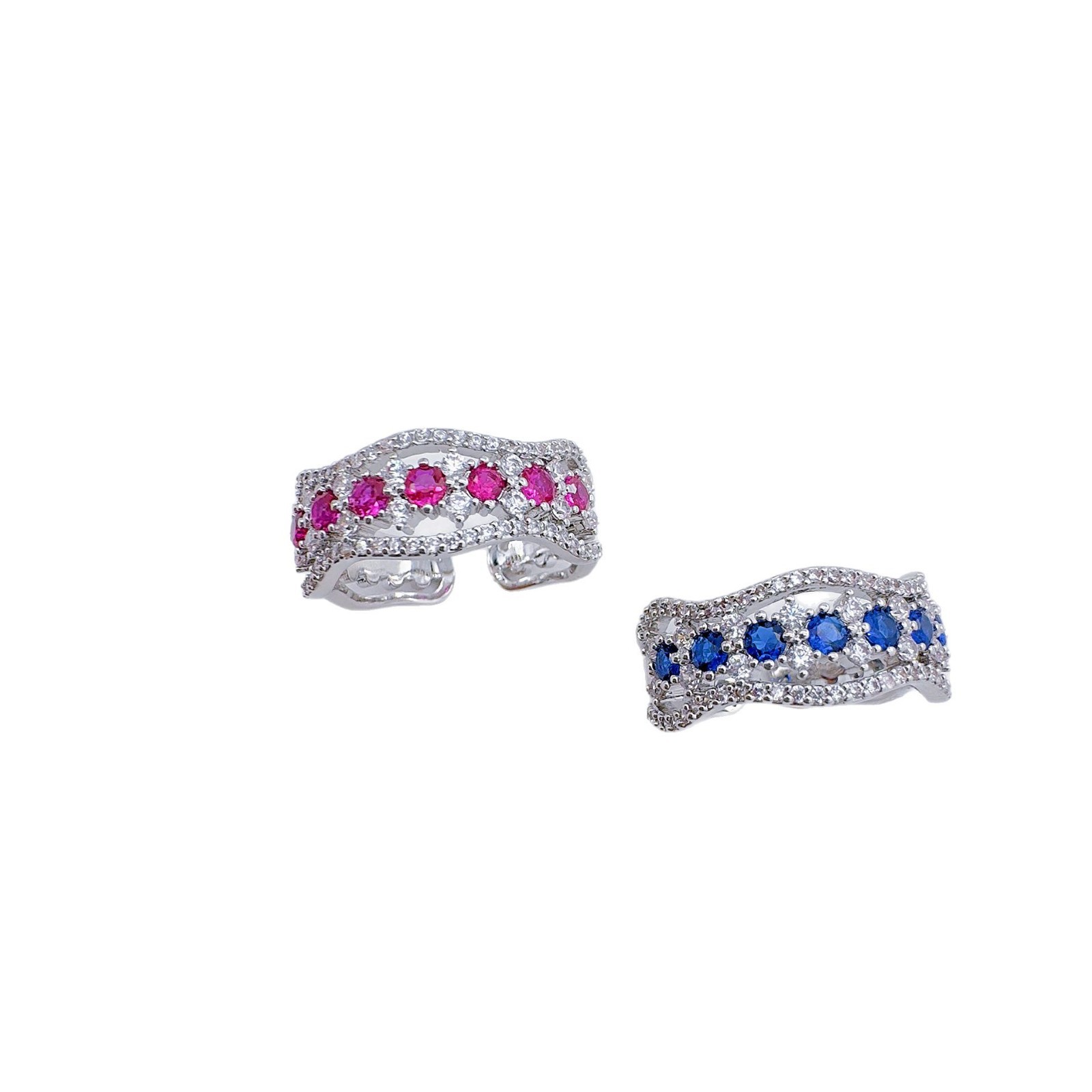 Celeste orfebrería europa y américa ligera extravagancia rojo con circonitas abiertas anillo de nicho diseño moda alta clase sentido brillo anillo Item Picture