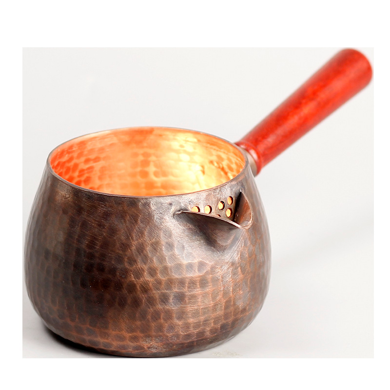 Pure copper thickened fair cup, Northwest pot, tea boiling set, tea distribution set, Gansu tea boiling and roasting pot, side-handled pot, lazy man's pot Item Picture