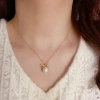 Korean-style, fashionable, simple and sweet "One Deer with You" pearl pendant necklace, a unique and niche design sense necklace Specification image
