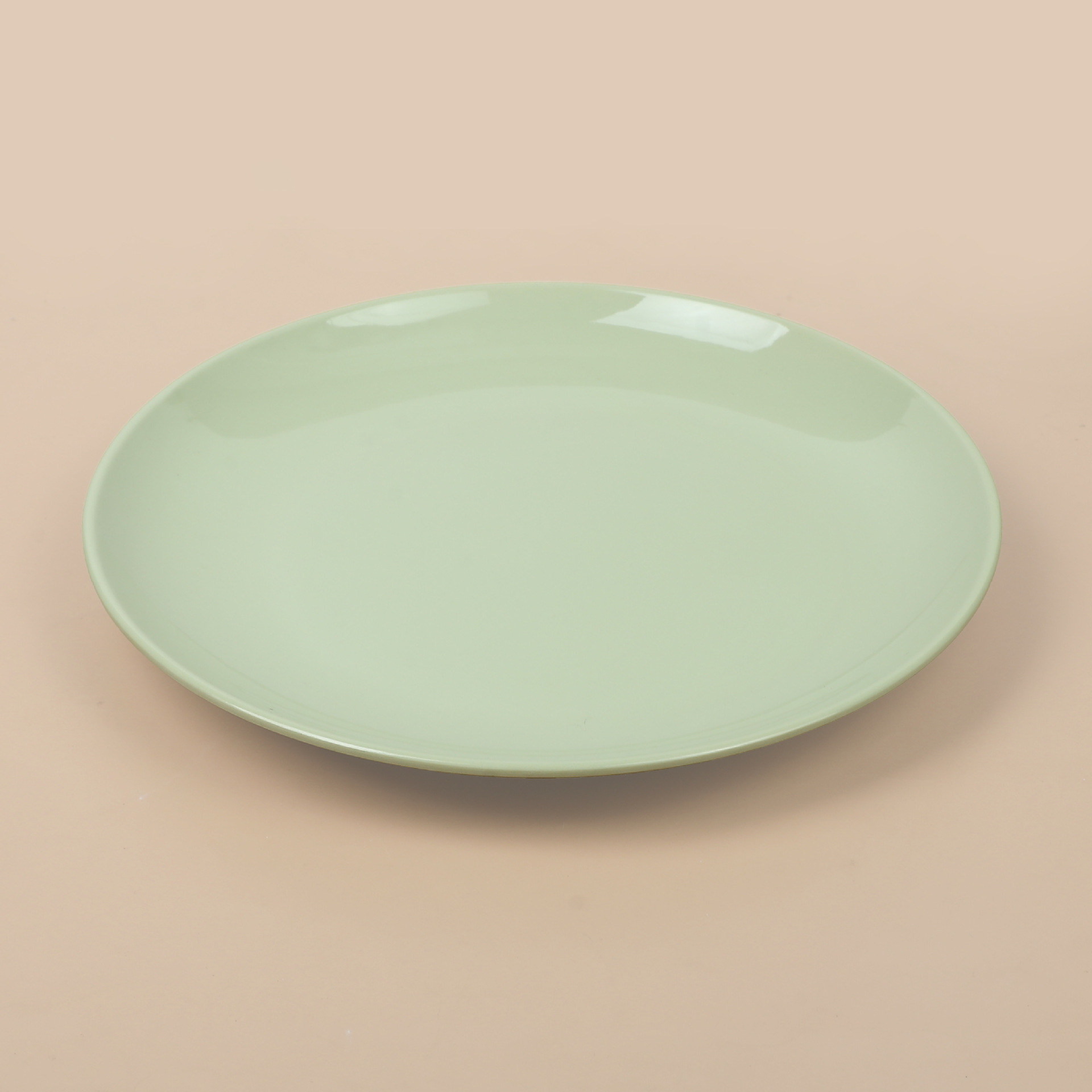Wholesale of green round plates, melamine imitation porcelain flat plates, restaurant plates, hotel deep plates, round plates and stir-frying plates Specification drawing