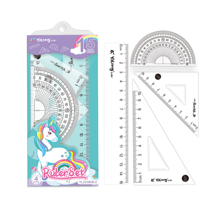 Yalong Cross-border Wholesale 15 cm computer resin rulers, student stationery geometric rulers, school multi-size rulers