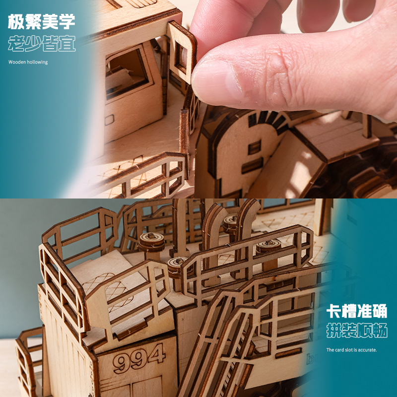 3d Wooden forklift jigsaw puzzle handicraft toy DIY3D Wooden three-dimensional jigsaw puzzle creative toy model ornament details Picture
