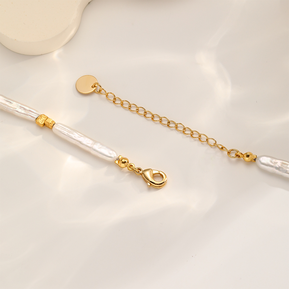 Nasha Cross-border Exclusive Toothpick freshwater Pearl Necklace Earring Set: Light luxury and Versatile Baroque pearl necklace details Picture