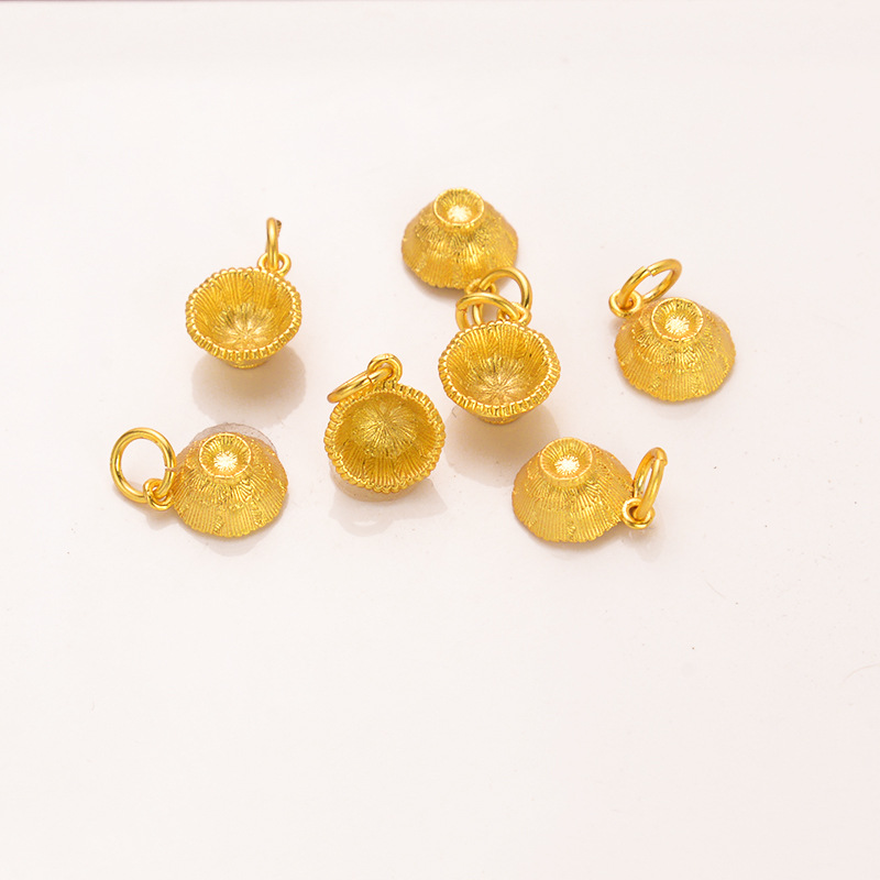 强保色沙金配件diy饰品古法金小金碗吊坠手链手绳编织文玩挂饰白底实物图