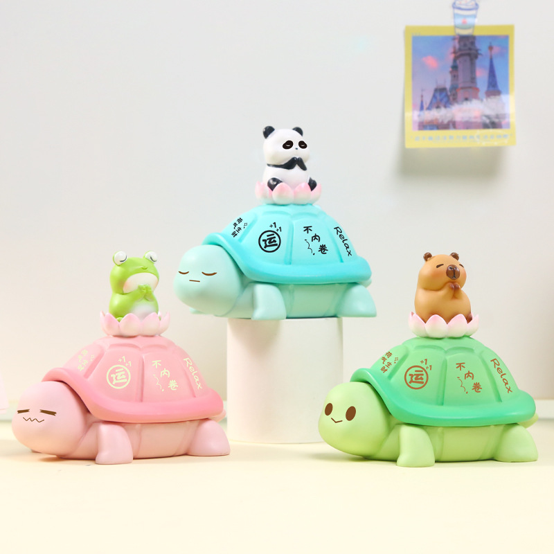 网红乌龟萌宠龟小仙纳福收纳摆件桌面装饰品小物件收纳盒一件代发