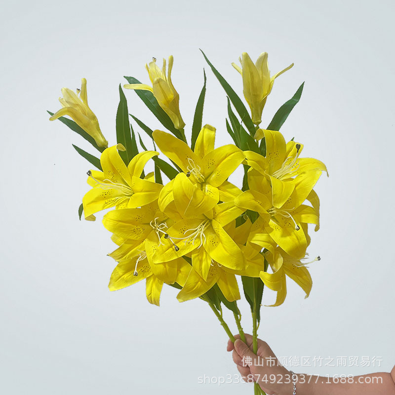 百合粉色单支假花仿真绢花婚庆客厅家居室内装饰品摆件高仿真批发详情图2