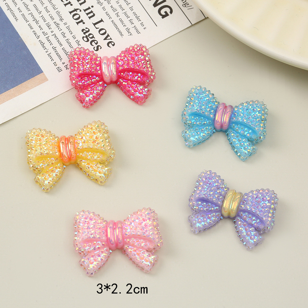 彩色镶钻蝴蝶结亚克力贴片diy手机壳冰箱贴装饰材料儿童发夹配件