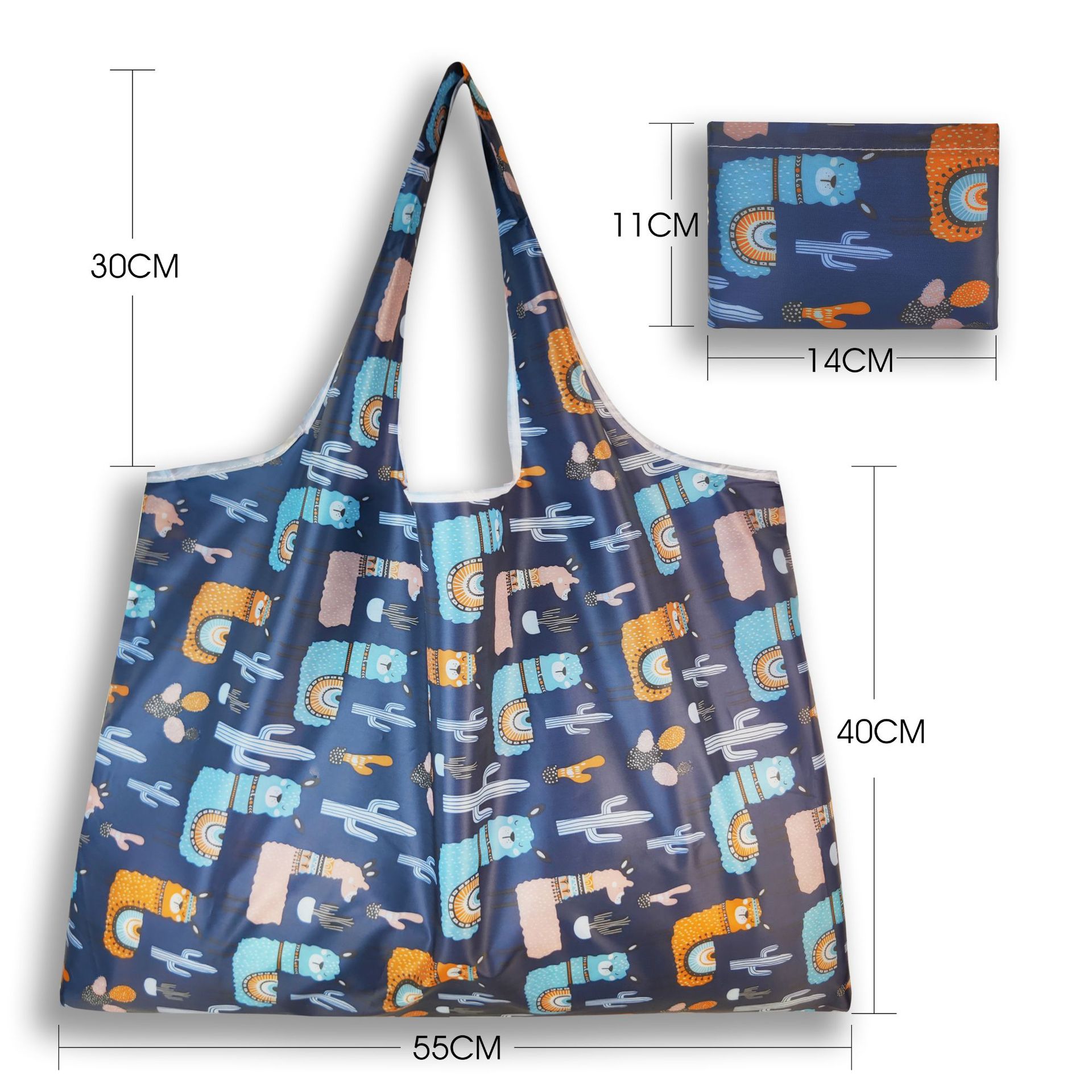 全新款印花布折叠购物袋超市大容量可单肩环保手提袋方形购物袋