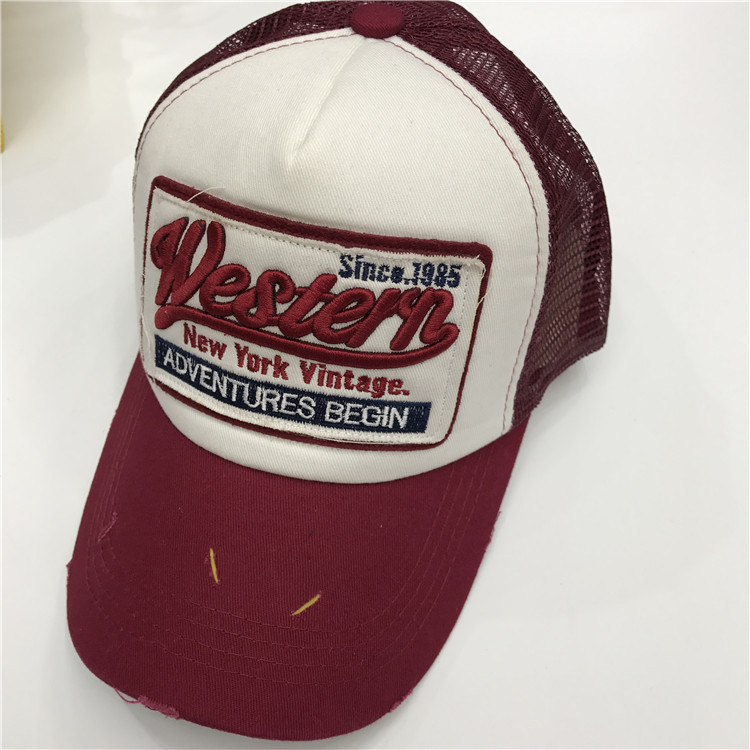 Wholesale of best-selling mesh breathable baseball caps, Western sunshade cotton fabric patch embroidered letter caps with large brims Application Scenario