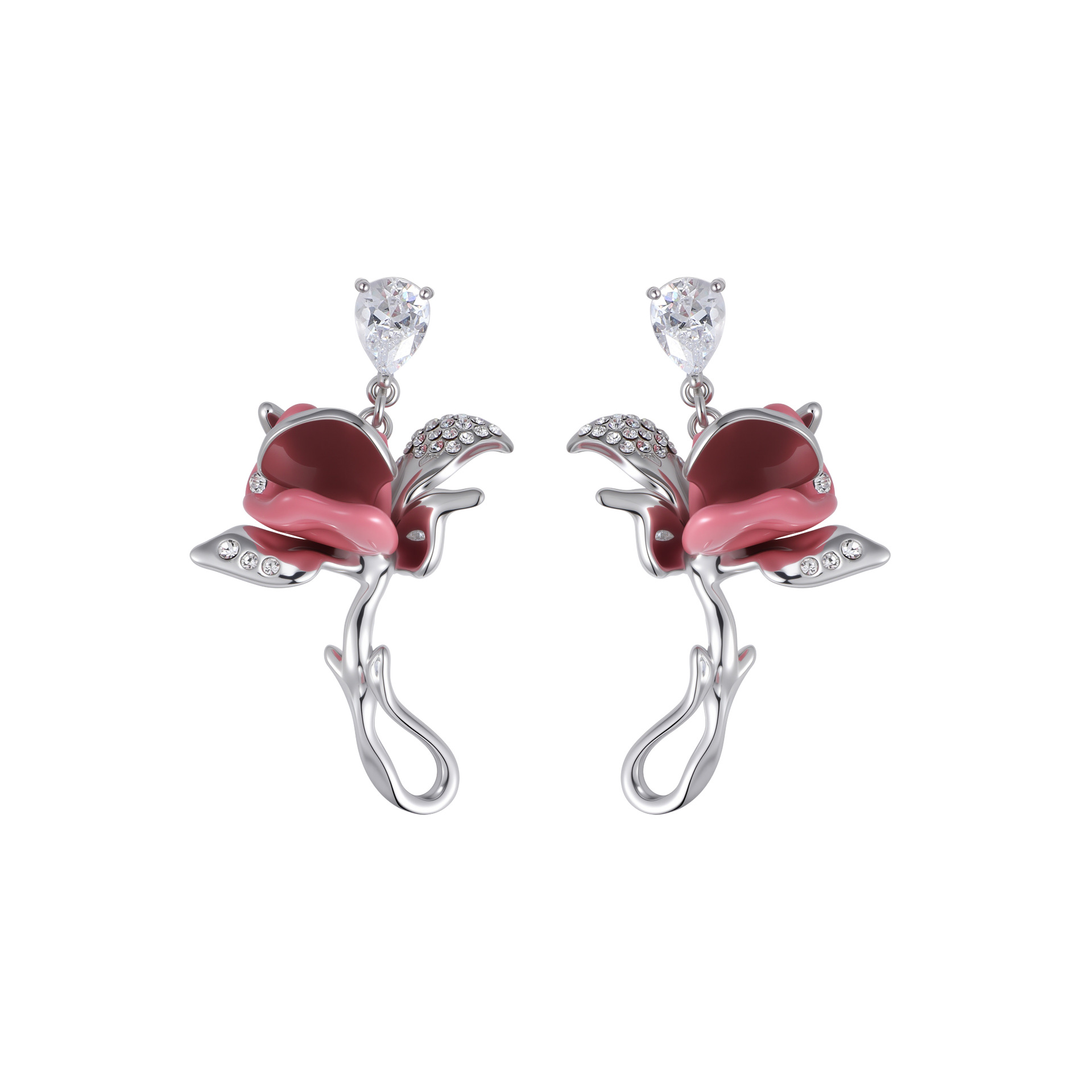Original design rose series earrings for women, exaggerated and high-end, niche, light luxury, unique and exquisite, versatile earrings wholesale Item Picture