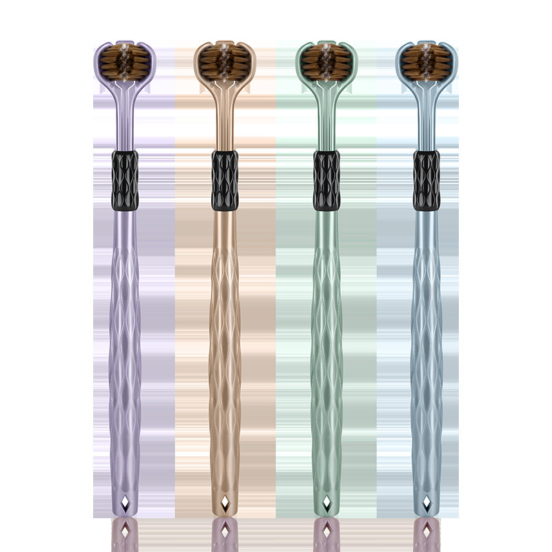 Three-sided soft-bristled adult three-dimensional toothbrush for scraping tongue coating, three-head 3D type household soft-bristled manual consignment wholesale Item Picture