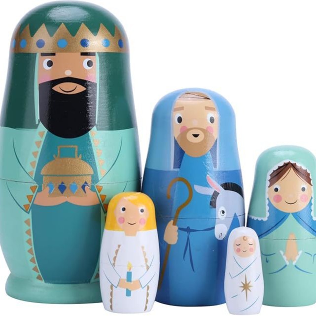 5层俄罗斯套娃木制玩具工艺品节日礼物摆件五层国王套娃娃跨境