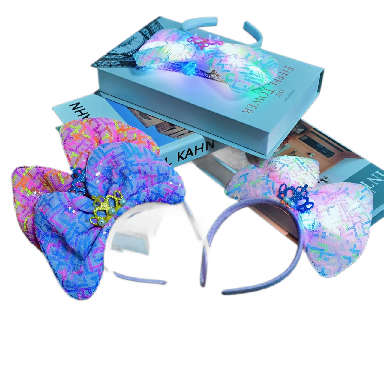 Bow headbands, colorful hair clips, sequined headbands, festival party activities, children's bow accessories supply Item Picture