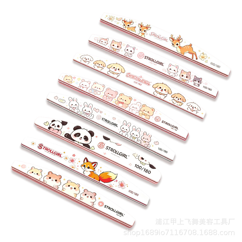 跨境爆款可爱动物印花美甲搓条双面修型打磨条指甲锉美甲工具批发 Item Picture