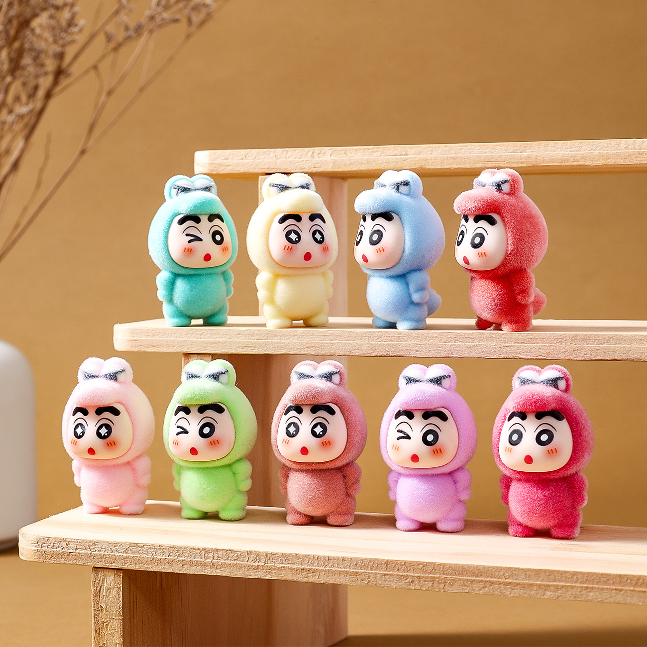 卡通植绒小新恐龙萌粒 diy装饰品钥匙扣配件办公室桌面创意小摆件