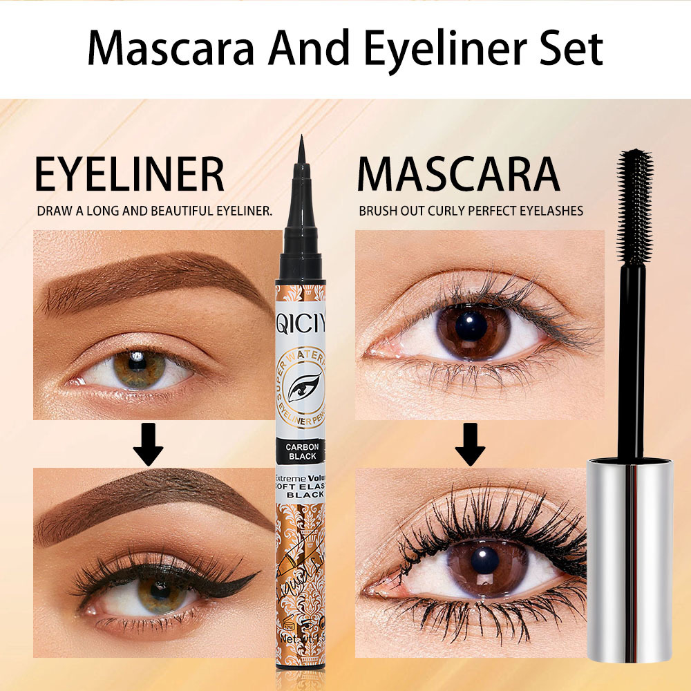 【 Cross-border Exclusive 】QICIY+ 2-in-1 Eyelash + Eyeliner Set, Waterproof, Sweat-proof, Smooth, Curling and Slender Wholesale Application Scenario