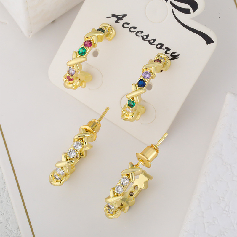 High-end, cold and light luxury style zircon earrings, trendy full-diamond niche stud earrings, design sense and temperament, cross-border bestseller earrings