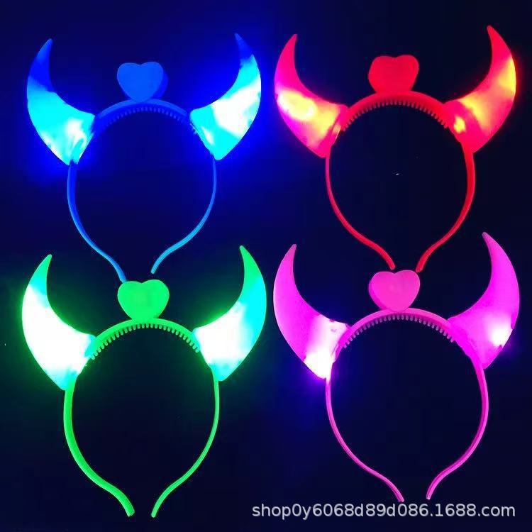 跨年发光牛角发箍牛灯闪光鹿角头箍发夹儿童玩具闪光头饰地推批发