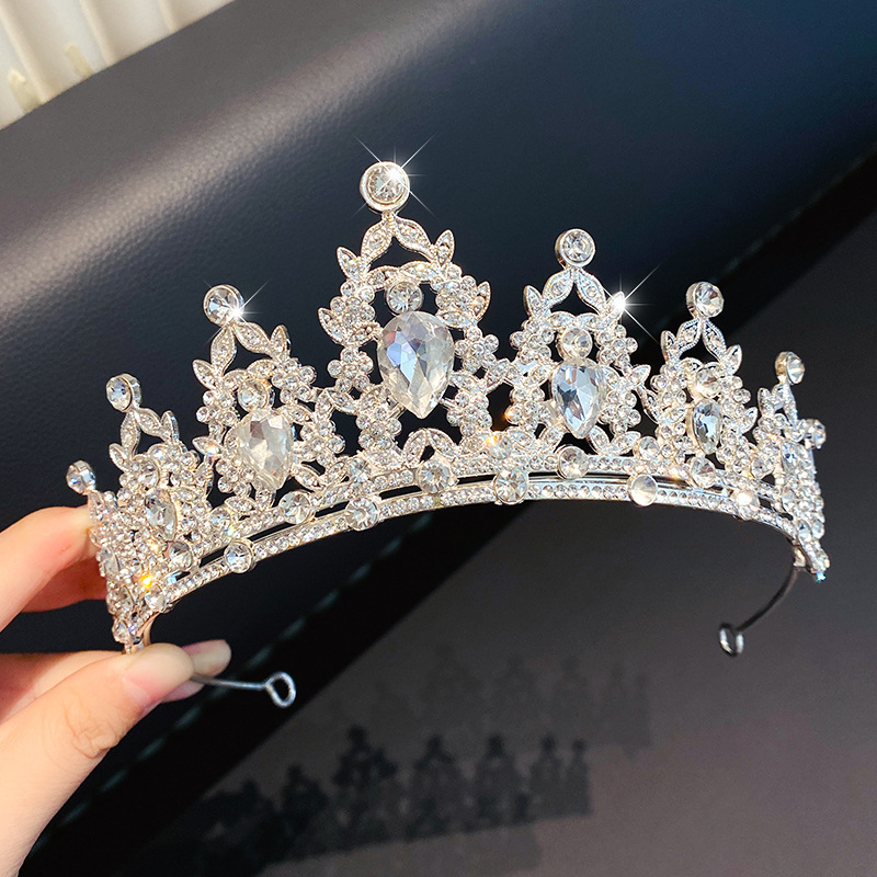 High-end crown headwear, princess children's light luxury crystal crown birthday gift, girls' Children's Day performance headwear and hair accessories Specification drawing