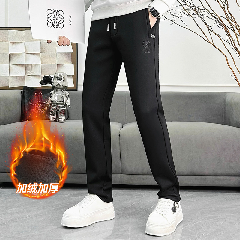 2025 New autumn and winter skinny casual pants, sweatpants, men's sportswear pants, men's fleece sportswear pants