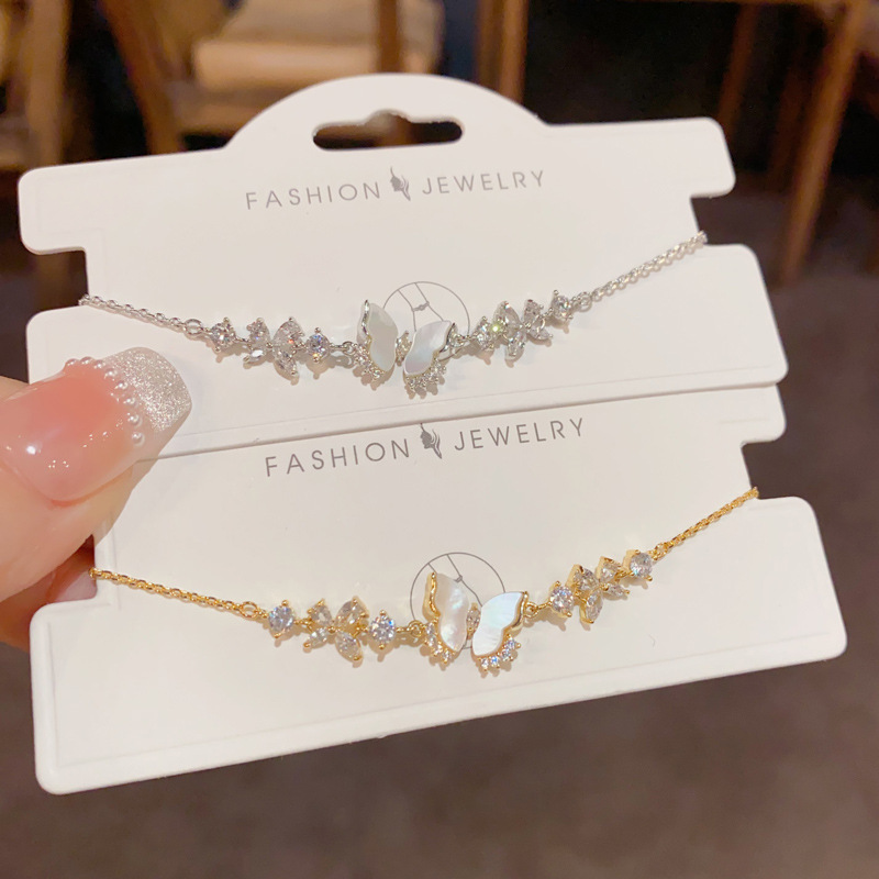Francés ligero lujo moda premium sentido micro zirconia concha mariposa pulsera mujer personalidad temperamento una centena de accesorios al por mayor