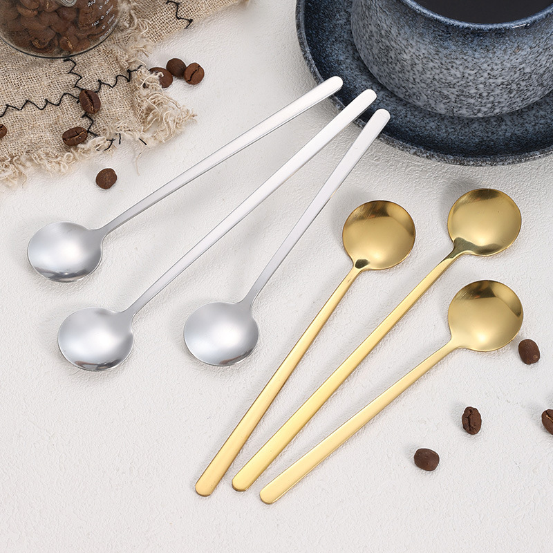 不锈钢勺子调羹勺咖啡勺家用餐具高颜值甜品勺小圆勺马克杯搅拌勺