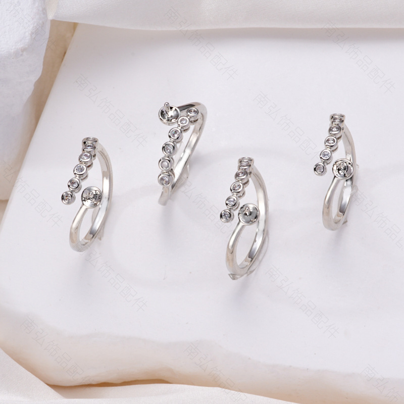 18K copper-plated real gold open ring semi-finished product bestseller, arc-shaped design, classic Baroque pearl ring with empty stand