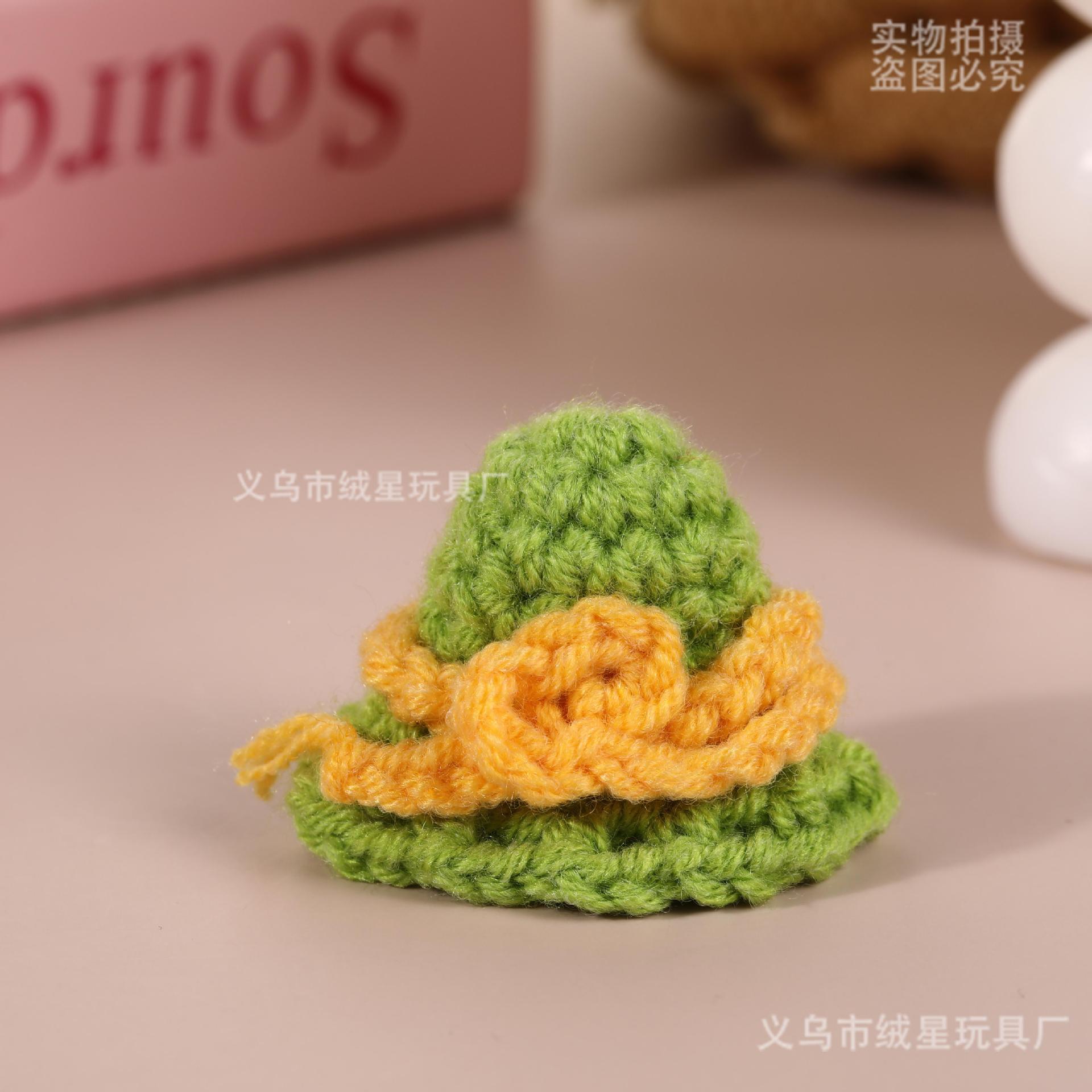 Best-selling mini hand-woven knitted caps, plush dolls, woolen ball head covers, creative dolls, doll wearing rope hats Specification drawing
