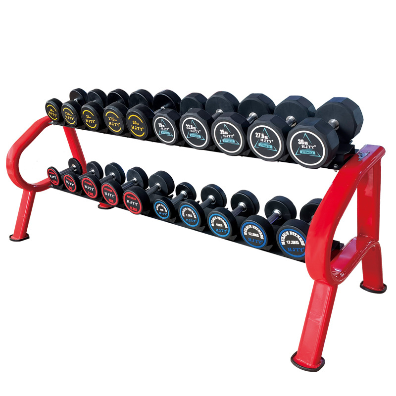 Huijun Gym Professional Fixed dumbbell ten-sided upgraded version PEV material fitness dumbbell set Specification image