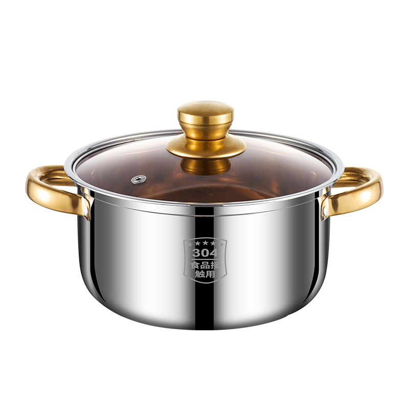 Thickened Douyin best-selling multi-purpose soup pot with golden pot ears 20cm, suitable for soup POTS, milk POTS, induction cookers and gas stoves Specification image