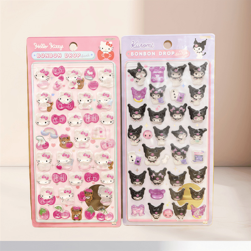 日系水晶三丽鸥玉桂狗美乐蒂趣味贴纸卡通手机3d浮雕装饰立体