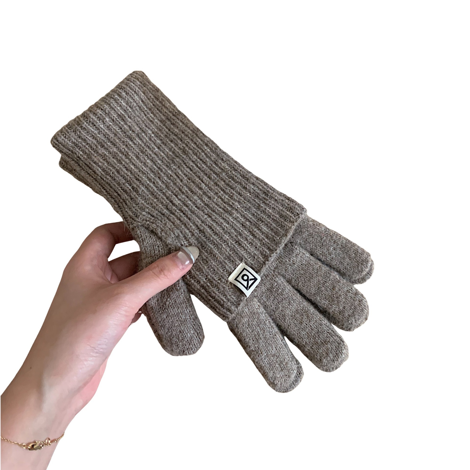 An InS-style pair of wool gloves for women to wear twice in winter, soft and soft, touch screen for cold protection, long knitted gloves, trendy Item Picture