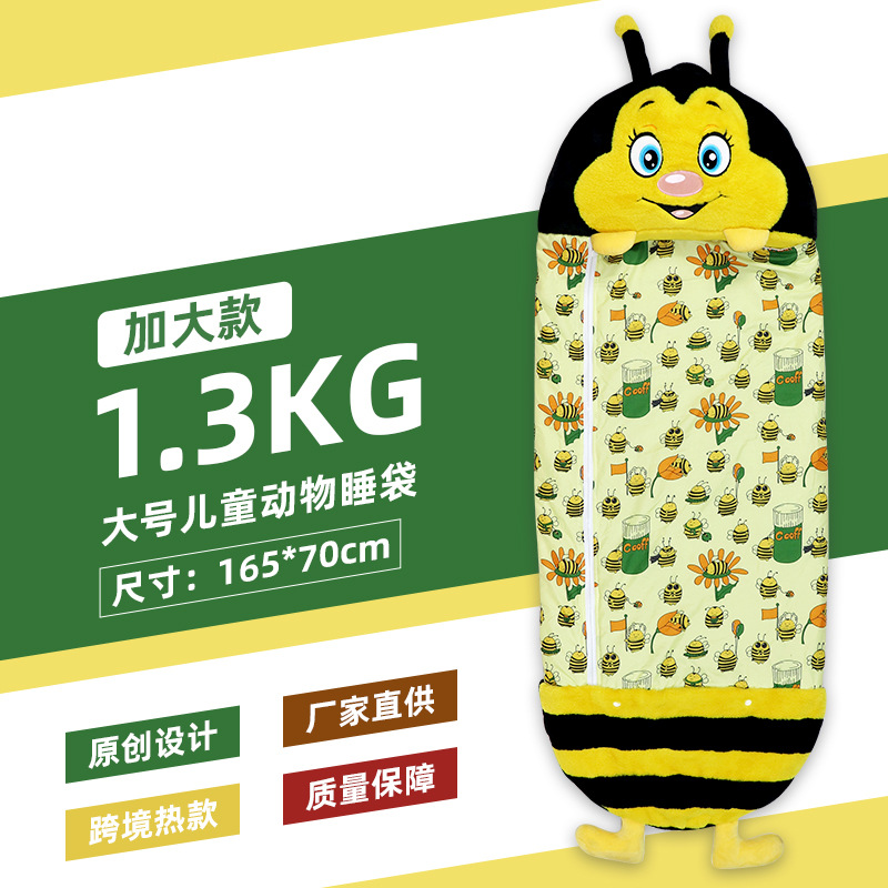 Cross-border Amazon autumn and winter cartoon children's sleeping bag, storage throw pillow, large anti-kick quilt, thickened cartoon pattern