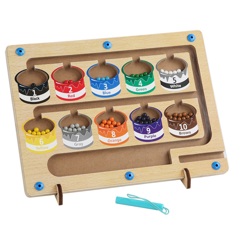 Cross-border children's toys, wooden color classification, magnetic rolling ball calculation displacement, baby intelligence and early education enlightenment toys Item Picture