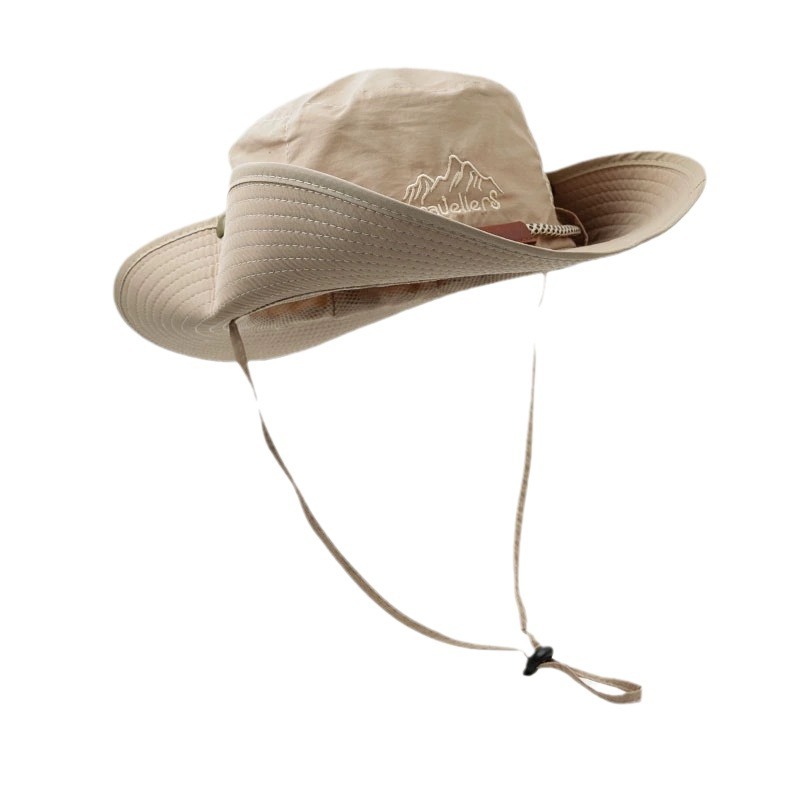 Mountain camping, drawstring, fisherman's hat, outdoor mountain climbing, hiking, sun protection, fishing hat, western cowboy hat Item Picture